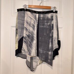 Helmut Lang Asymmetrical Skirt with Silk and Leather details, Sz. 8